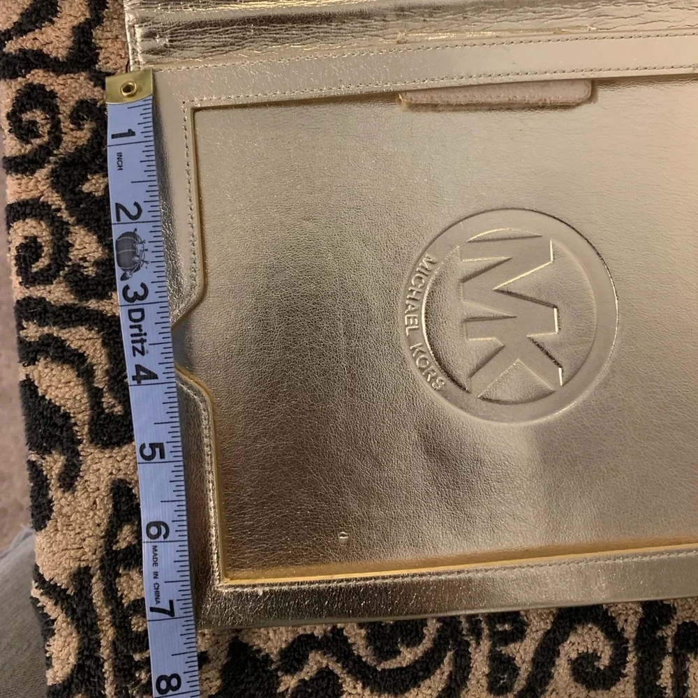 Michael Kors Black Faux Snakeskin Tablet Case with Gold Plate